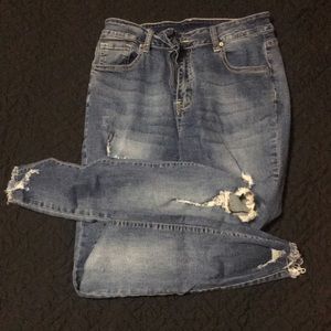 Shein blue ripped Jean large